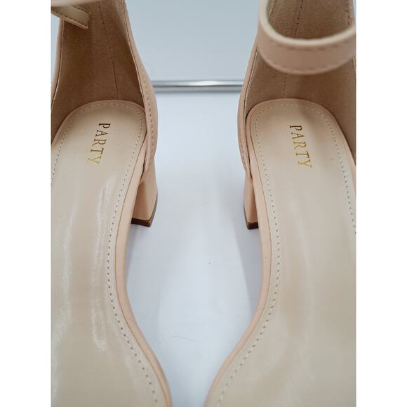 Party Creamy Tan Low Heel Comfort Ankle Open Toe Strap Sandals Outdoor Wedding 8 - Picture 8 of 9